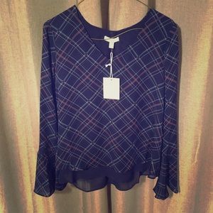 NWT LC Lauren Conrad Plaid Top. Cute Back!!!!